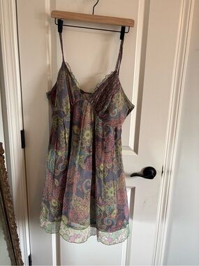 Floral Paisley Mini Slip Dress in Multicolor